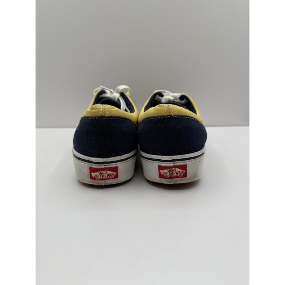 Size 9 - Vans Off The Wall Men's Blue Yellow‎ Suede Canvas Dress Sneaker 500664 - Picture 5 of 10